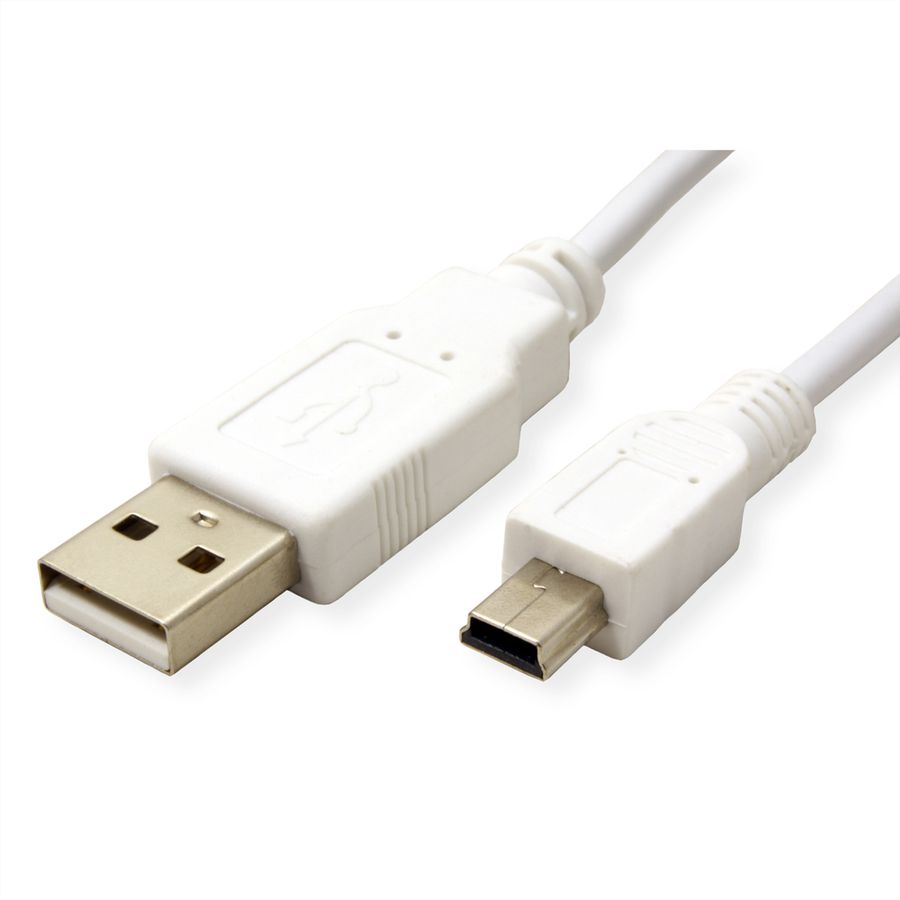 VALUE USB 2.0 Cable, A - 5-Pin Mini, M/M, white, 1.8 m