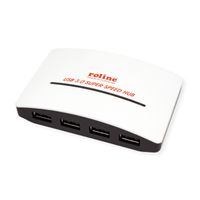 ROLINE USB 3.2 Gen 1 Hub "Black & White", 4 Ports, with Power Supply