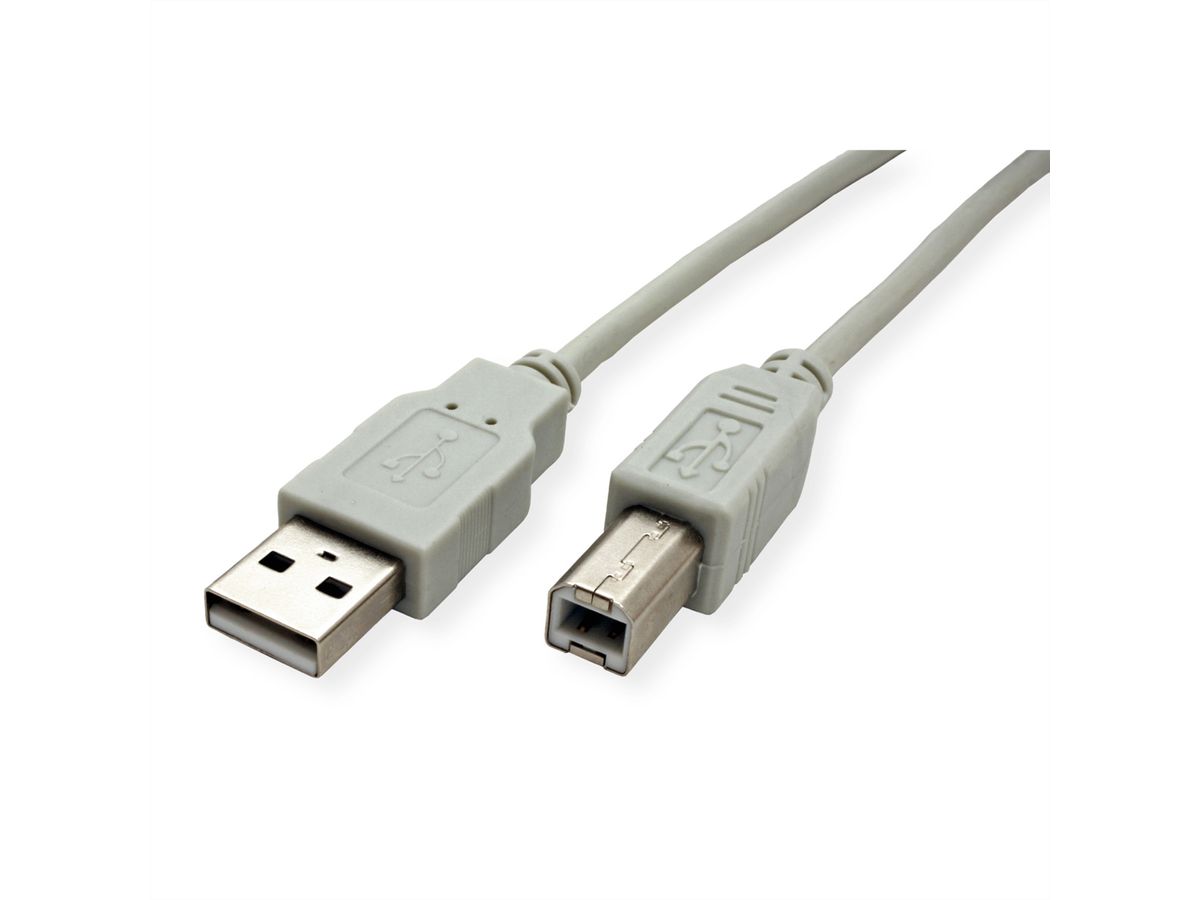 USB 2.0 Cable, Type A-B, beige, 3 m
