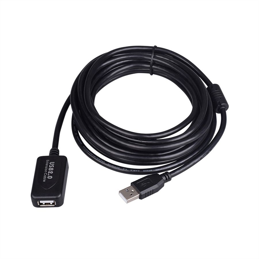 STANDARD USB 2.0 Extension Cable, active with Repeater, black, 15 m