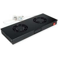 ROLINE 19-inch fan unit 2 fans, Thermostat black