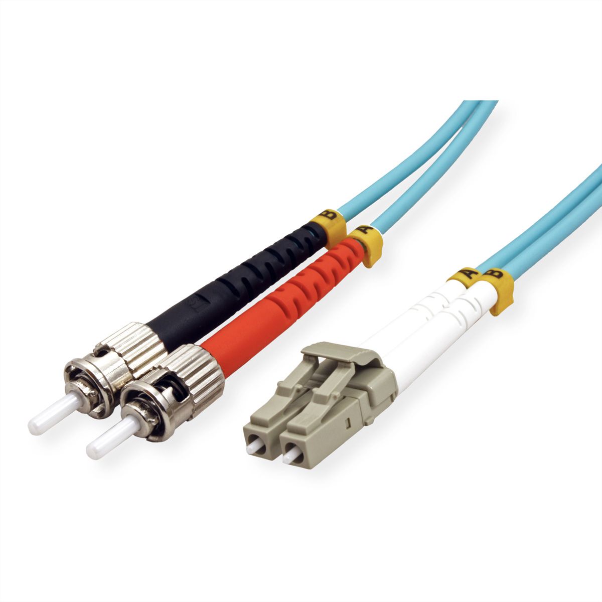 VALUE Fibre Optic Jumper Cable, 50/125µm, LC/ST, OM3, LSOH, turquoise, 0.5 m