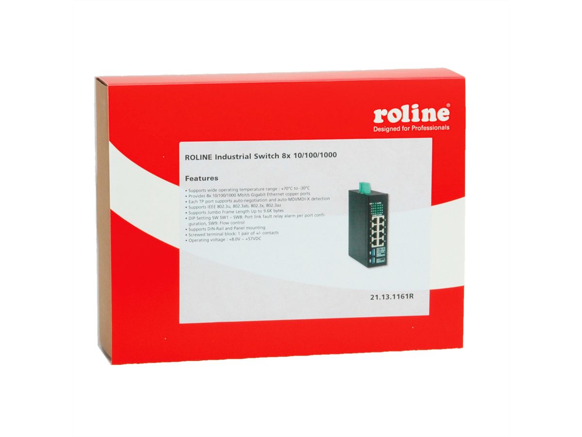 ROLINE Gigabit Ethernet Industrial Switch, 8x RJ45