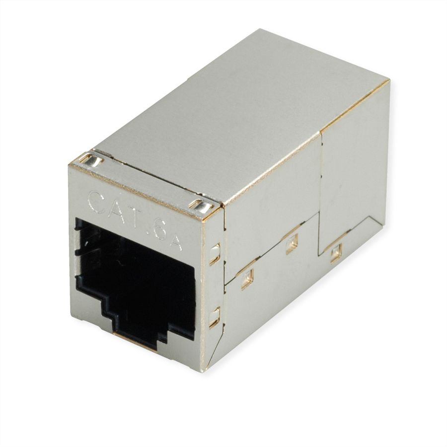 ROLINE RJ-45 Mini Inline Coupler, Cat.6A (Class EA), shielded, silver