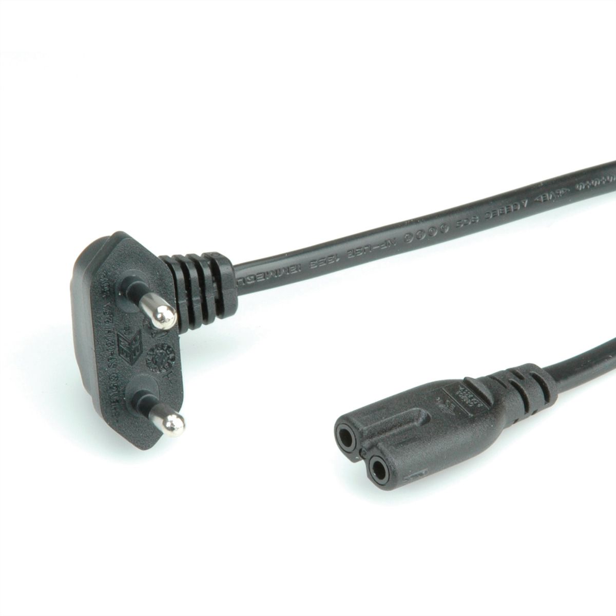 ROLINE Euro Power Cable, 2-pin, angled, black, 1.8 m