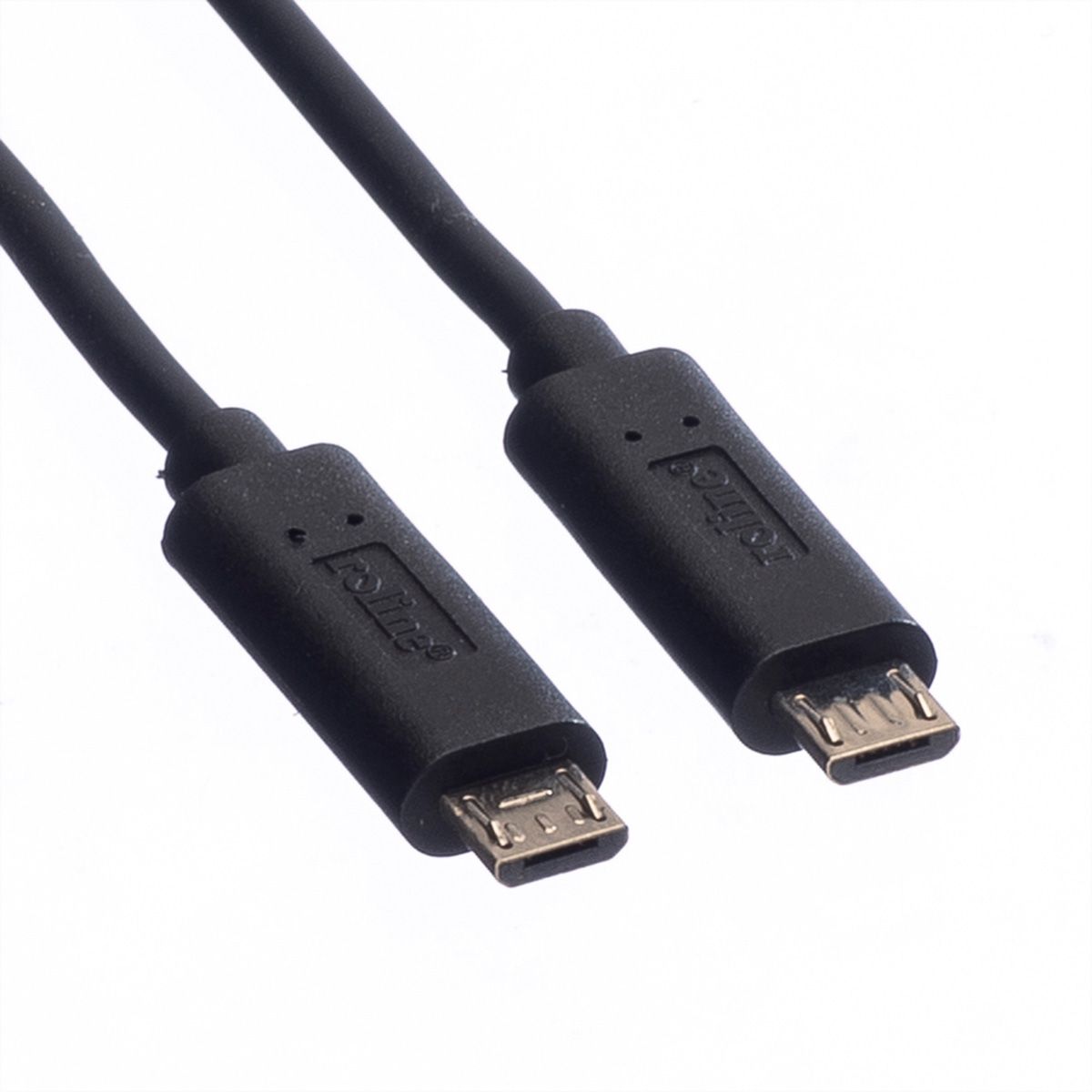 ROLINE USB 2.0 Charging Cable, Micro B - Micro B, M/M, black, 0.3 m