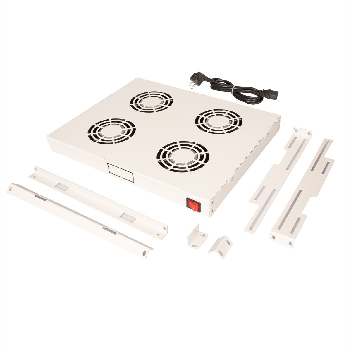 ROLINE 19" Fan unit with 4 fans, ON/OFF grey