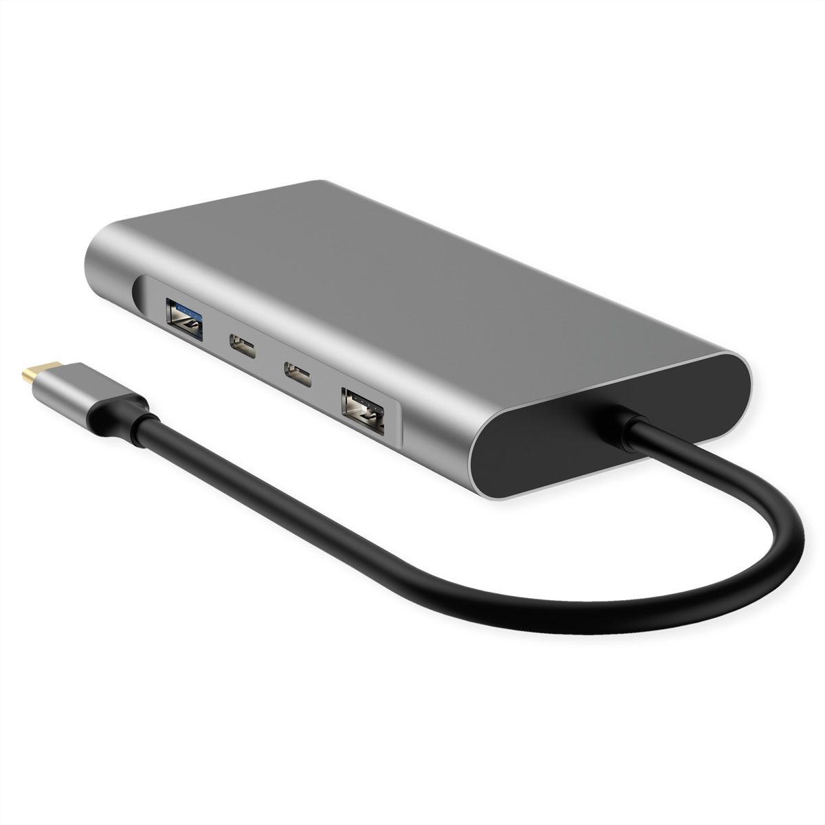 VALUE Dockingstation Type C, 2x 4k HDMI, DP, VGA, Gigabit Ethernet, 2x USB-C, 2x USB-A, PD