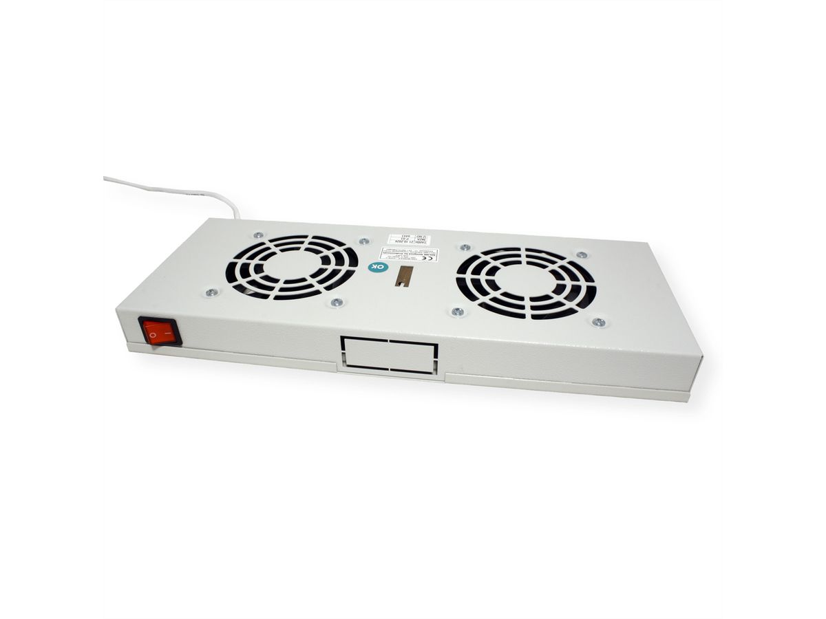 ROLINE 19-inch fan unit 2 fans, Thermostat grey