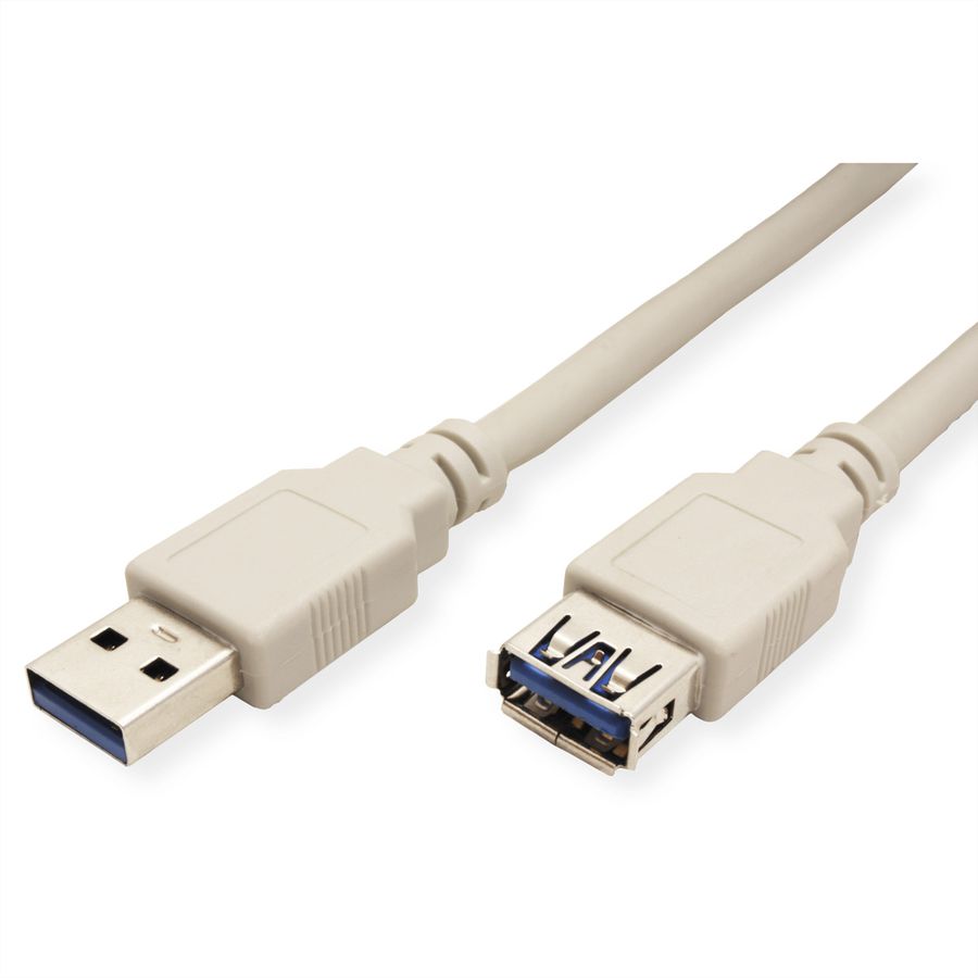 STANDARD USB 3.2 Gen 1 Cable, Type A, M/F, beige, 0.8 m