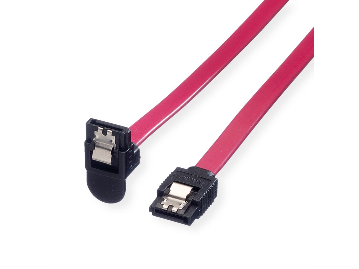 ROLINE Internal SATA 6.0 Gbit/s Cable, angled, with Latch, 0.5 m