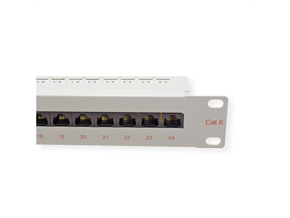 ROLINE Cat.6 (Class E) 19" Patch Panel, 24 Ports, UTP, grey