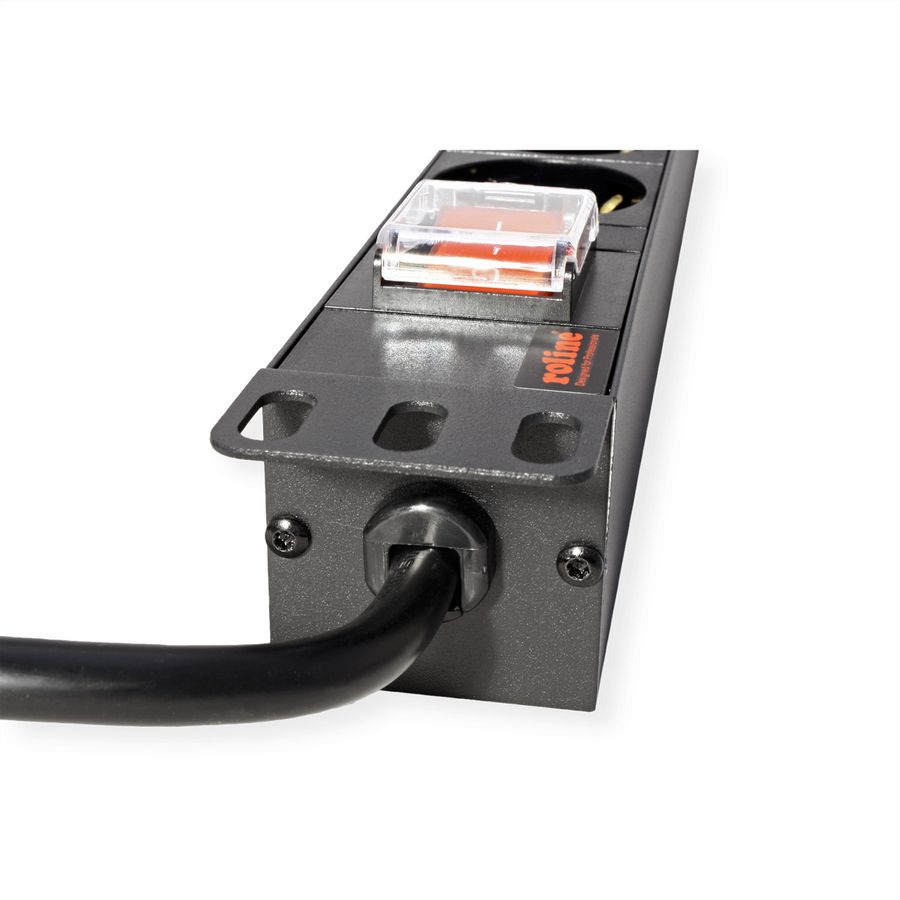 ROLINE PDU for Cabinet, 8x socket, 45°, 16A, with Switch, black, 2 m
