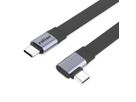 ROLINE Cable USB4 2.0, Flat, Straight-90° Angled, with Emark, C–C, M/M, 8K UHD-2, 80Gbit/s, 240W, black, 0.13 m