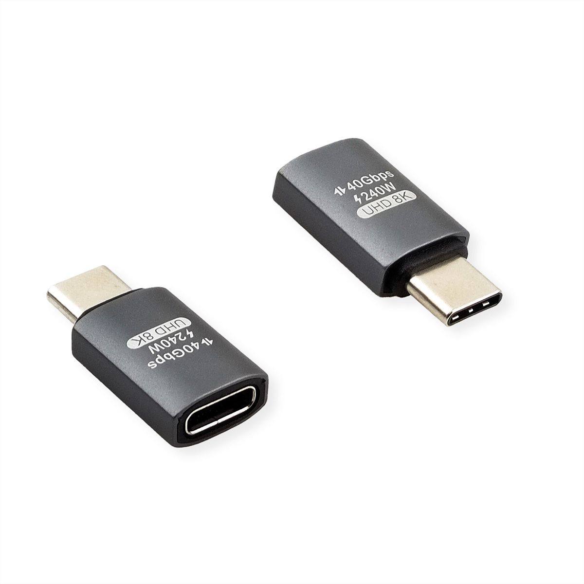 ROLINE Adapter, USB4 Gen 3x2, Aluminum, Type C, M/F, silver