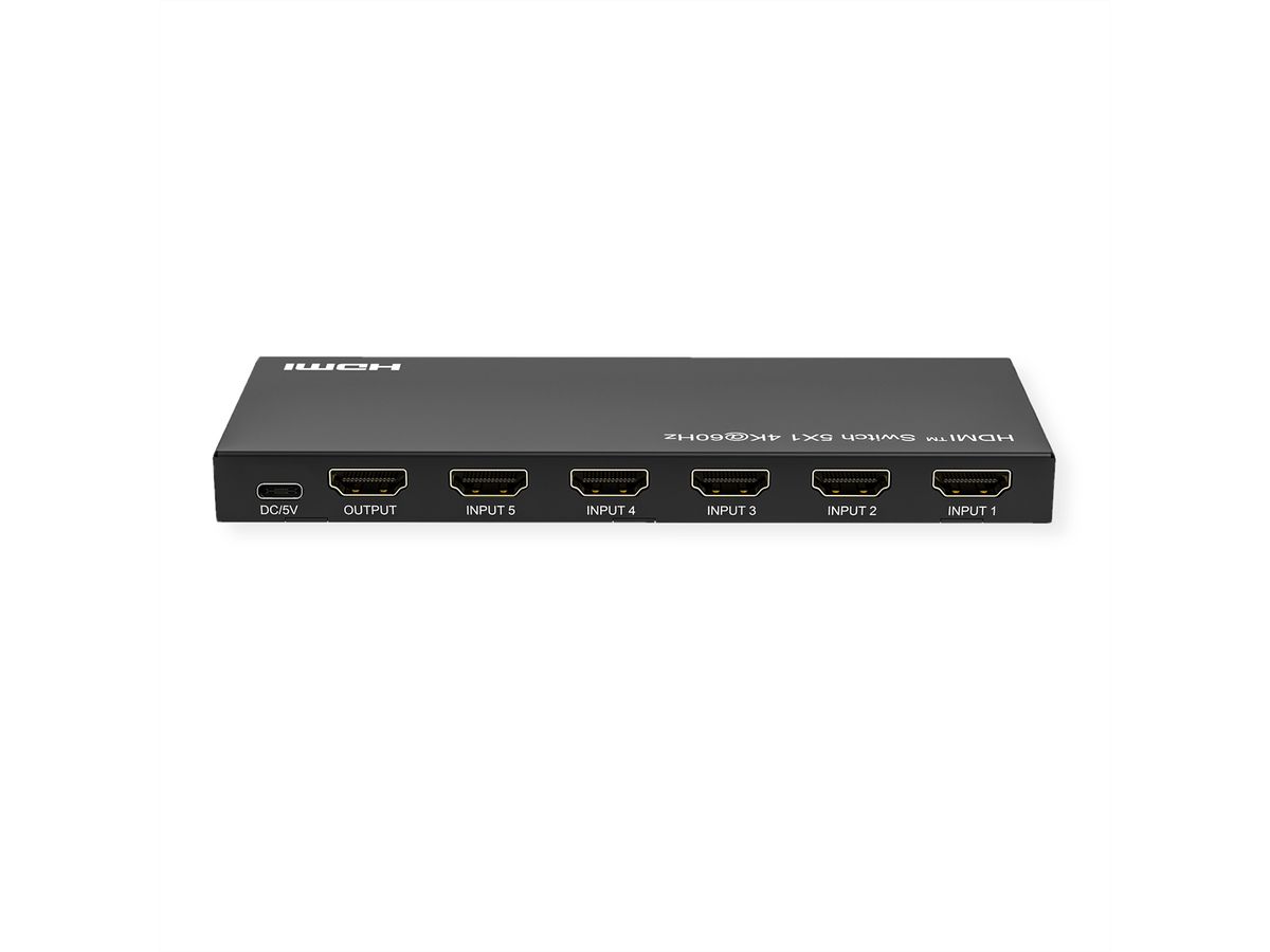 ROLINE HDMI Switch, 5x1, 4K60Hz, with Remote Control