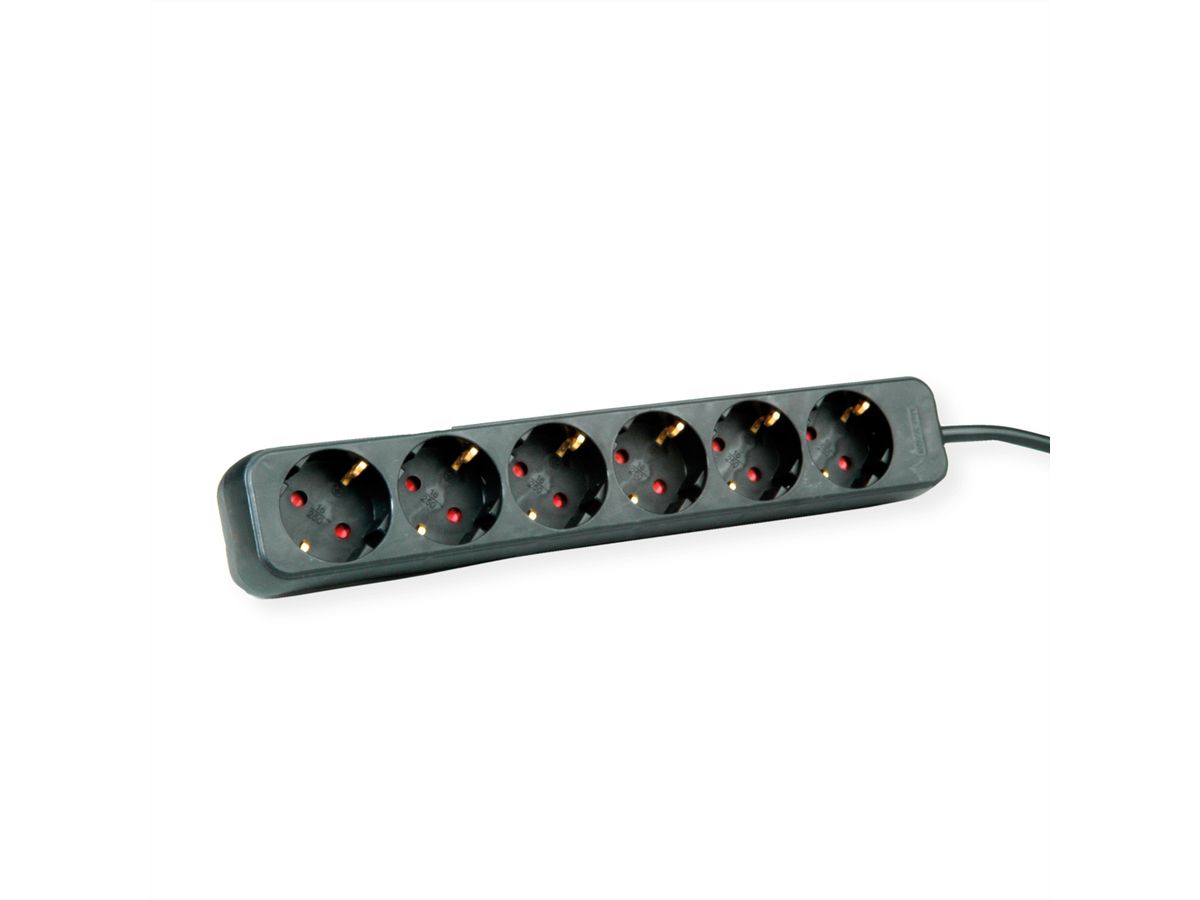 ROLINE Power Strip, 6-way, black, 1.5 m