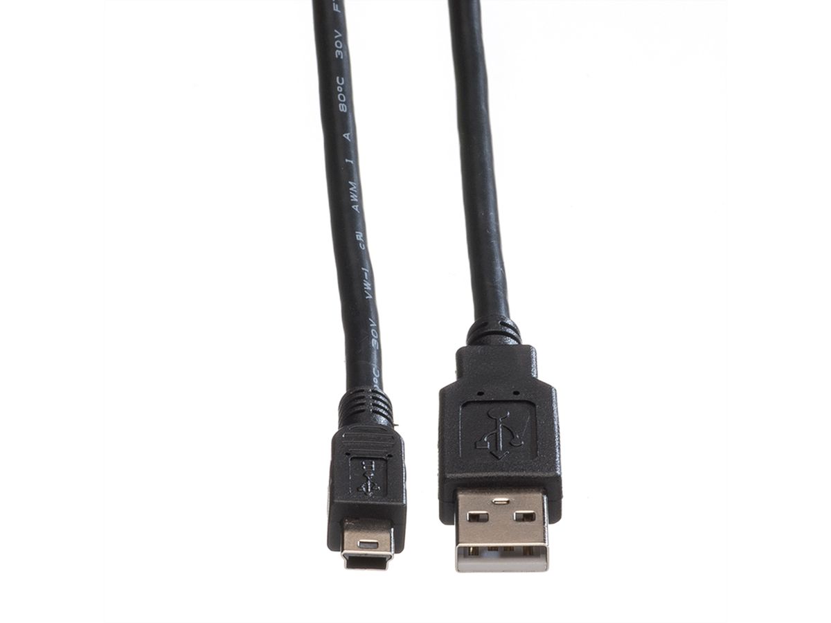 ROLINE USB 2.0 Cable, A - 5-Pin Mini, M/M, black, 1.8 m