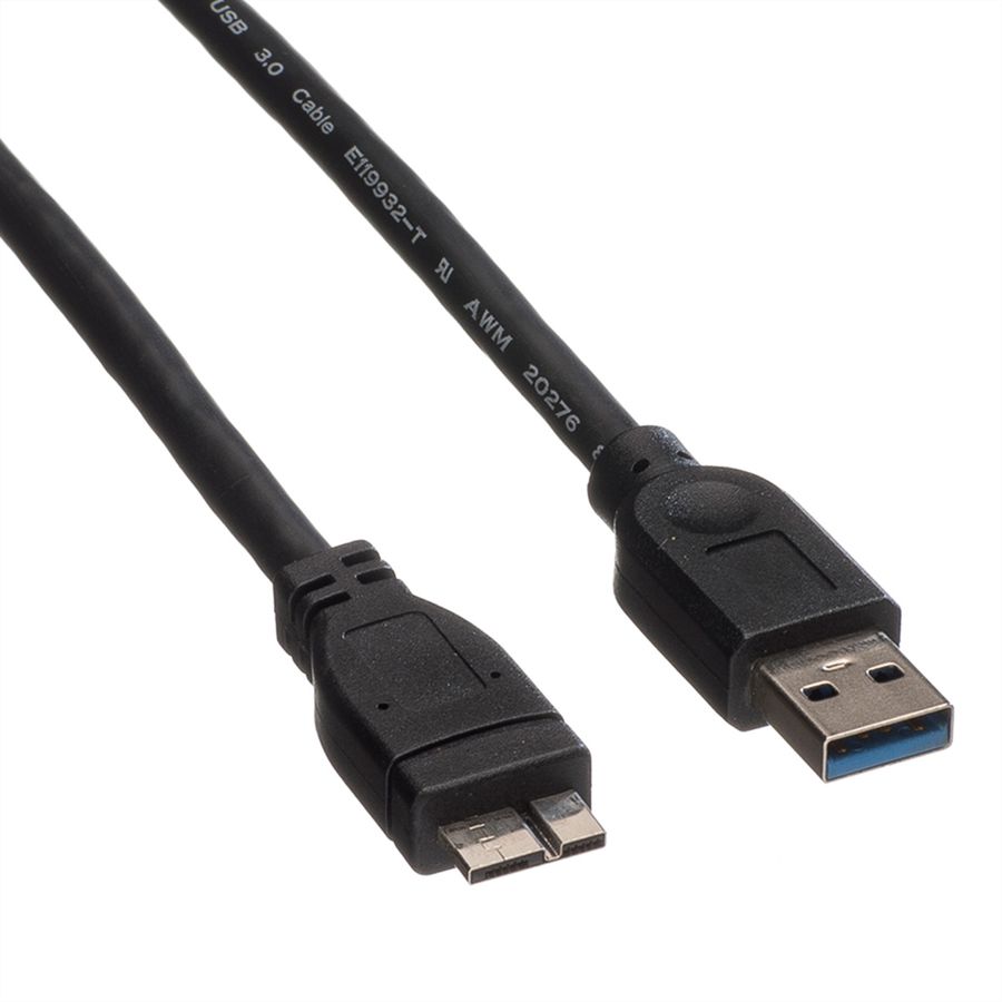 ROLINE USB 3.2 Gen 1 Cable, A - Micro A, M/M, black, 0.8 m