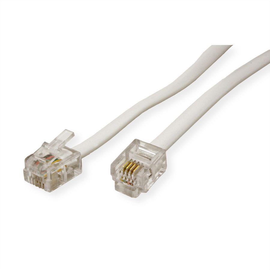RJ-12 Cable, 6P4C, white, 15 m