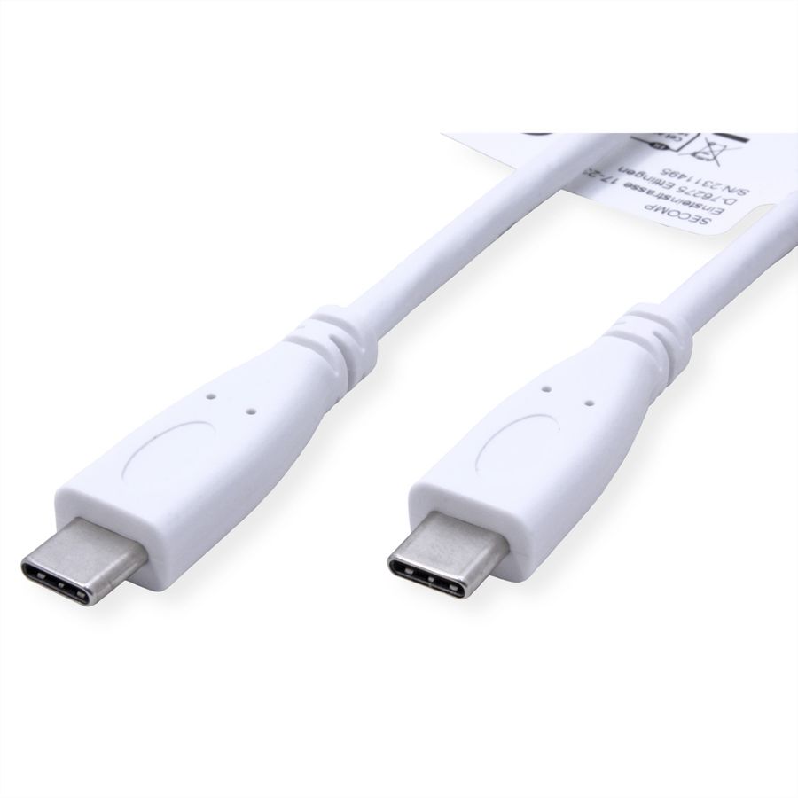 VALUE USB 3.2 Gen 2 Cable, PD, C-C, M/M, 4K UHD-1, 10Gbit/s, Emark, 100W, white, 0.5 m