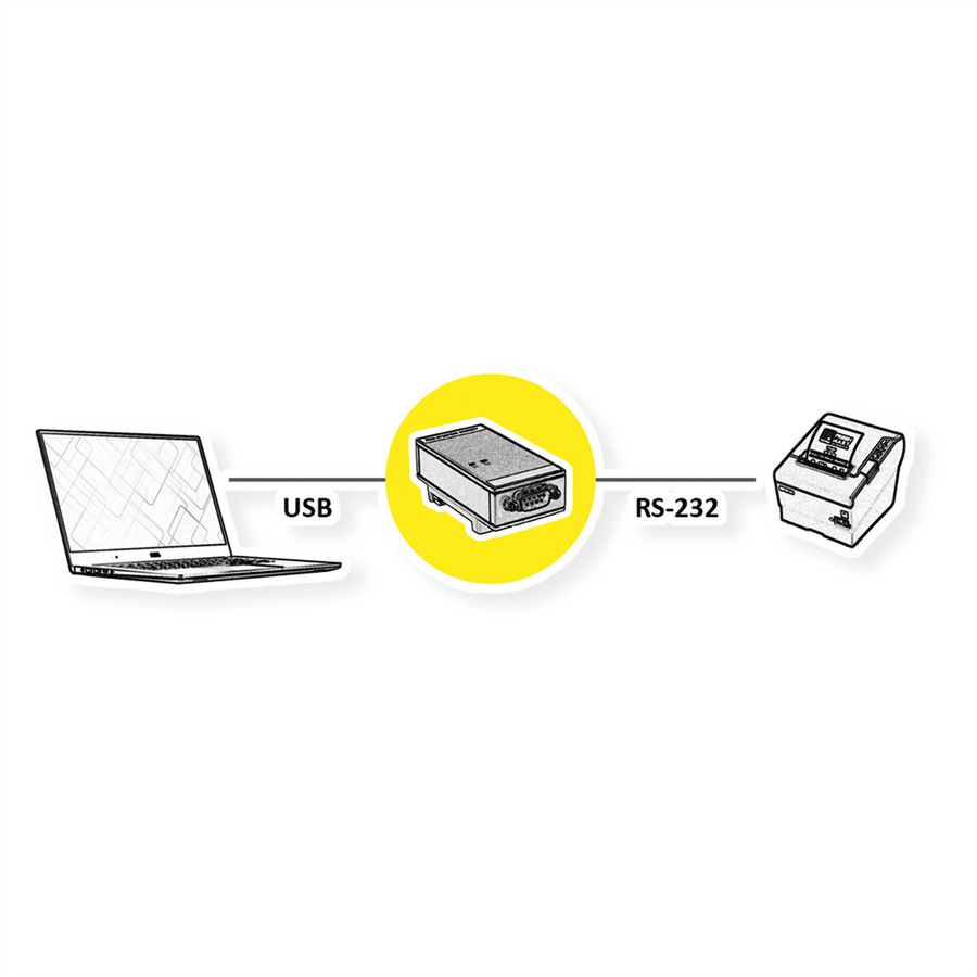 ROLINE USB 2.0 to RS232 Adapter, for DIN Rail, 1 Port