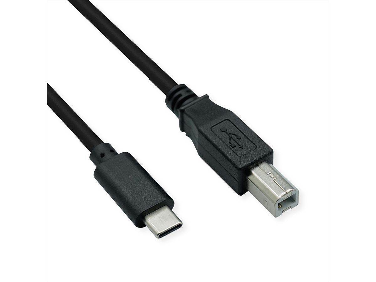 ROLINE USB 2.0 Cable Type C, C-B, M/M, black, 1.8 m