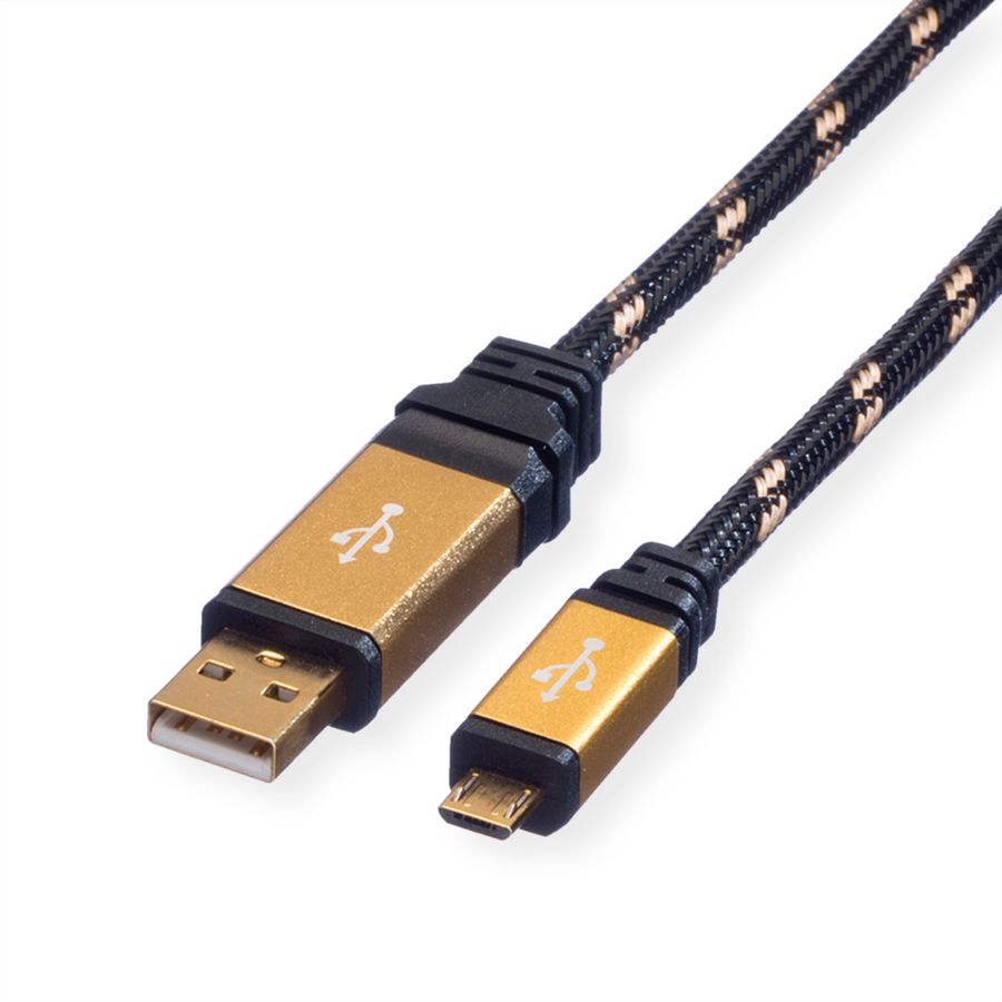 ROLINE GOLD USB 2.0 Cable, A - Micro B, M/M, 1.8 m