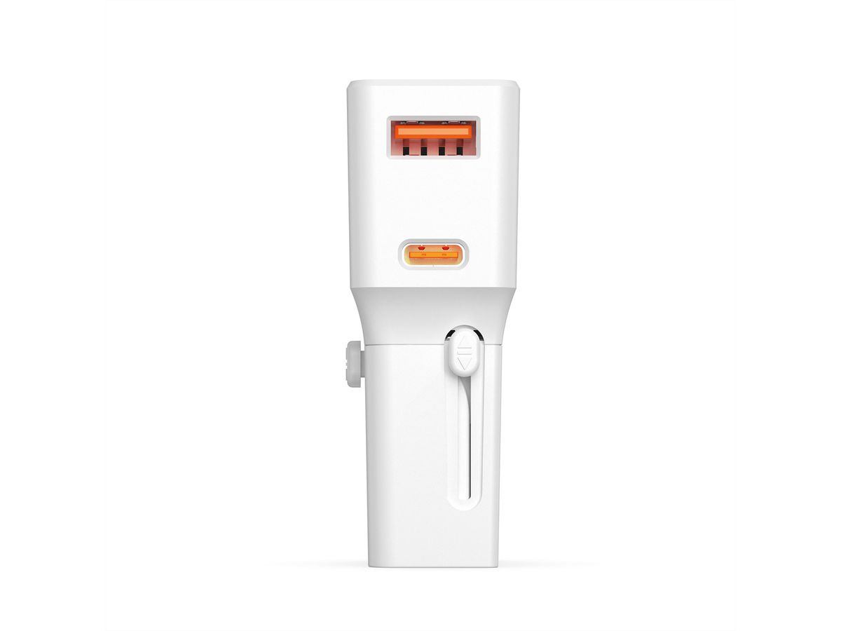 VALUE POCKET Travel Charger, EU/UK/US, 2x Ports (A+C), 25W, white