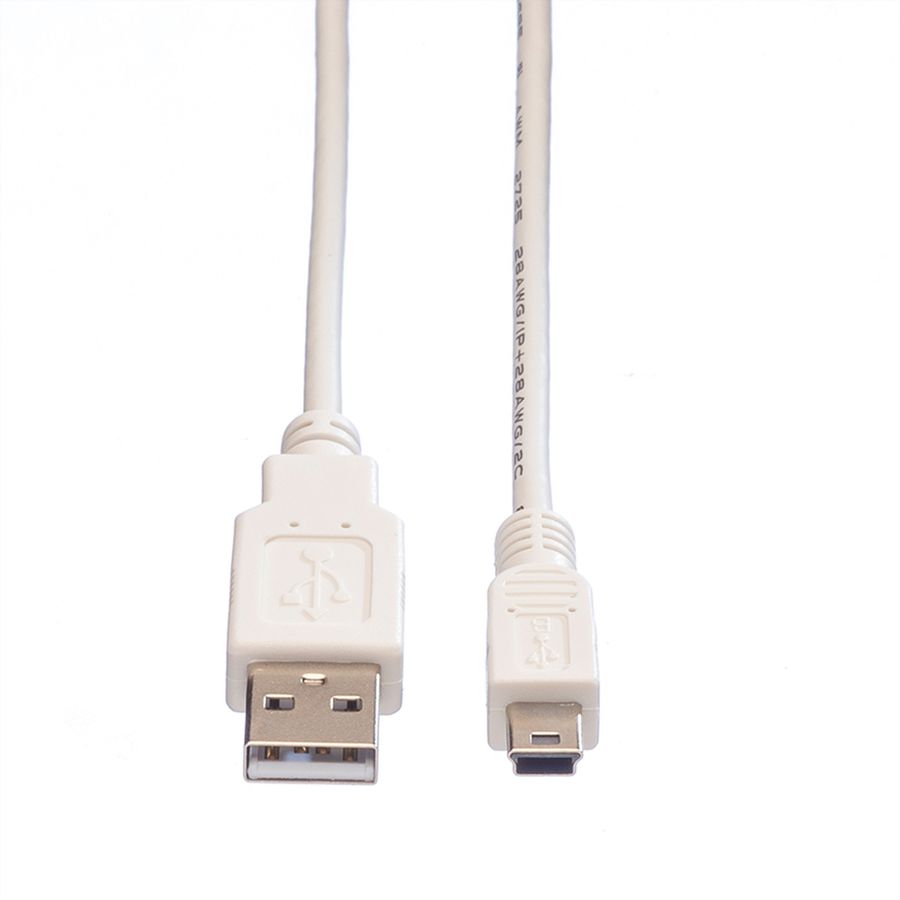 VALUE USB 2.0 Cable, A - 5-Pin Mini, M/M, white, 1.8 m