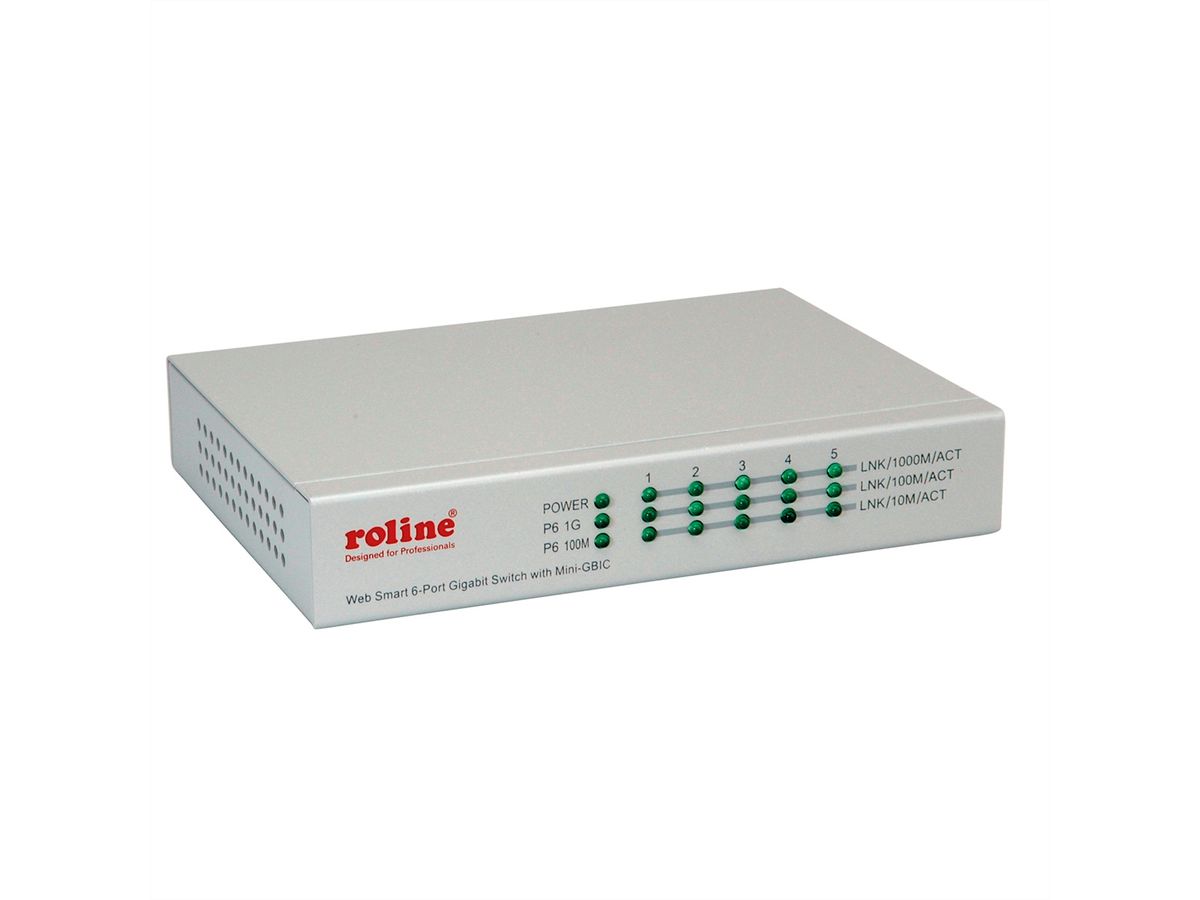 ROLINE Gigabit Ethernet Switch, 6x (5xGbE + 1x Gbic(SFP)), managed