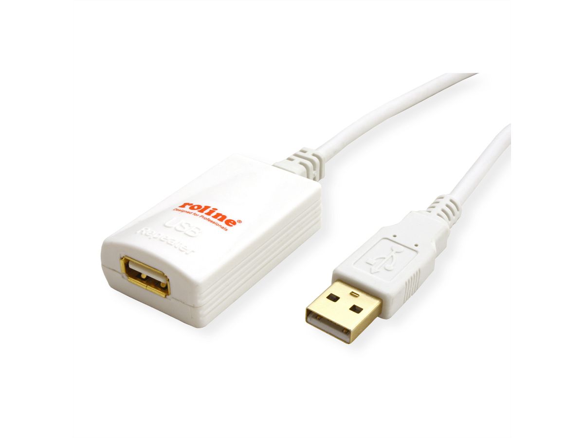 ROLINE USB 2.0 Extension Cable, 1 Port, white, 5 m