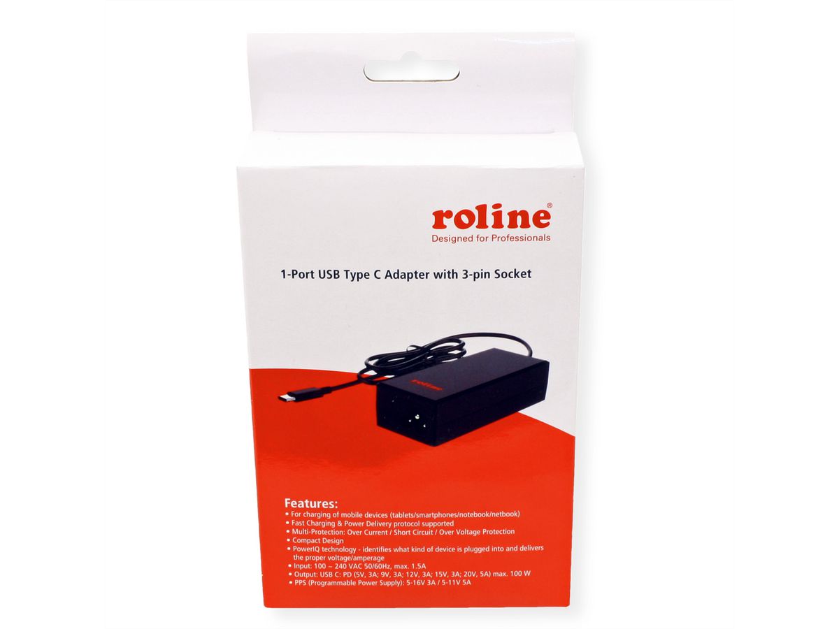 ROLINE USB Charger, C5/C6 Connection, 1x USB-C, 100 W
