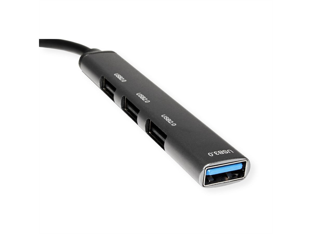 STANDARD USB 2.0 Hub, A connector, 4x A Ports (3x USB 2.0 + 1x USB 3.2 Gen1)