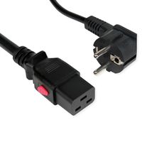ROLINE Power Cord 3P German Connector CEE 7/7, IEC320 - C19 16A, Lockable, black, 0.8 m