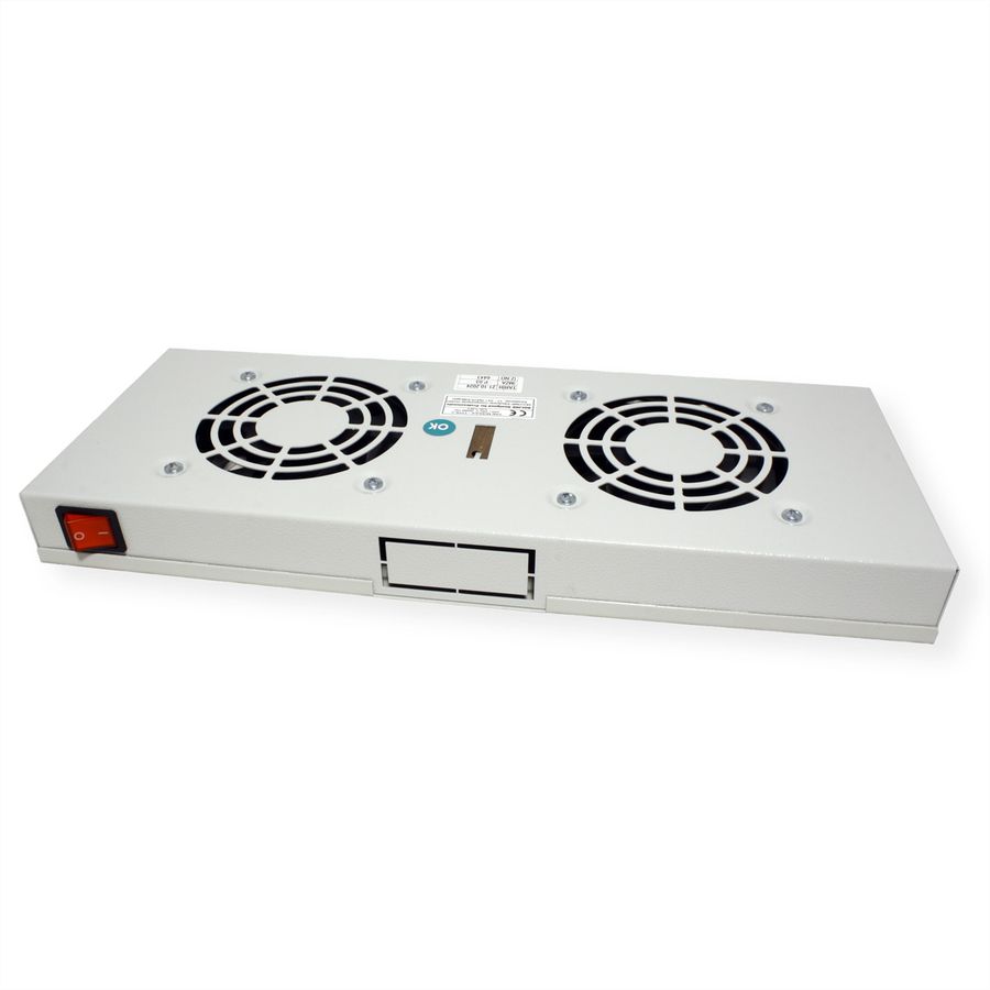 ROLINE 19" Fan unit with 2 fans, ON/OFF grey