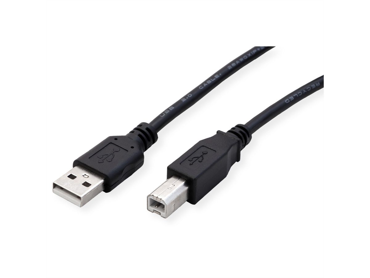ROLINE RM USB 2.0 Cable, A - B, M/M, black, 0.8 m