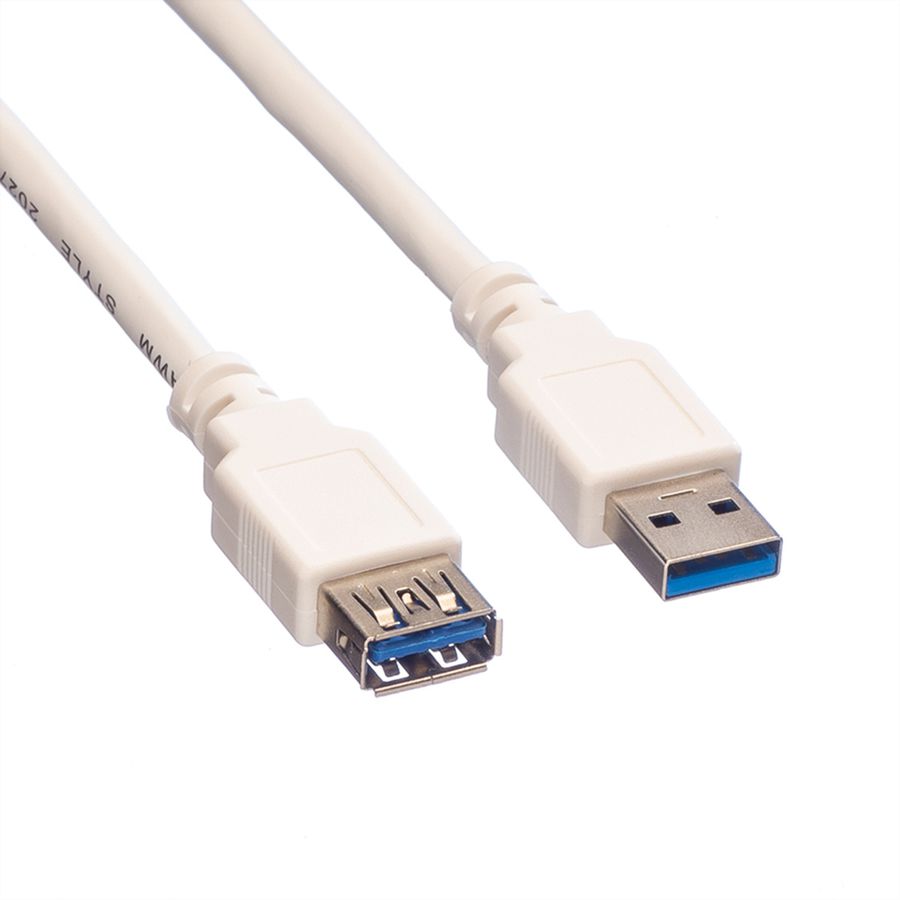 VALUE USB 3.2 Gen 1 Cable, A - A, M/F, white, 0.8 m
