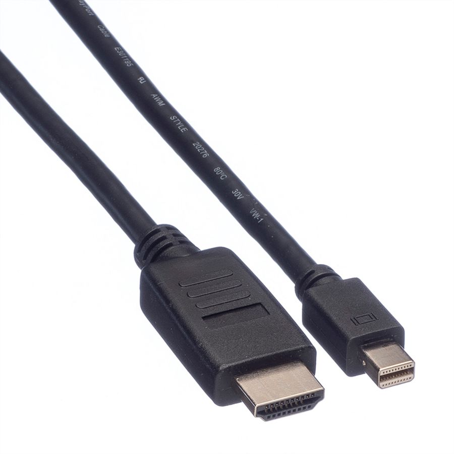 VALUE Mini DisplayPort Cable, Mini DP-HDTV, M/M, black, 1 m