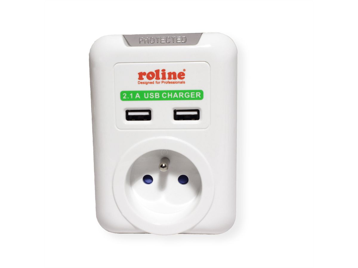 ROLINE Power Wall Outlet, 2x USB Charger, UTE version