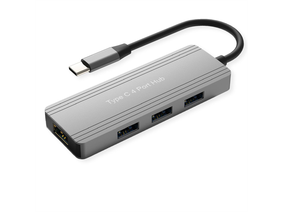 VALUE USB 3.2 Gen 1 Hub, 4 Ports, Type-C Connection Cable