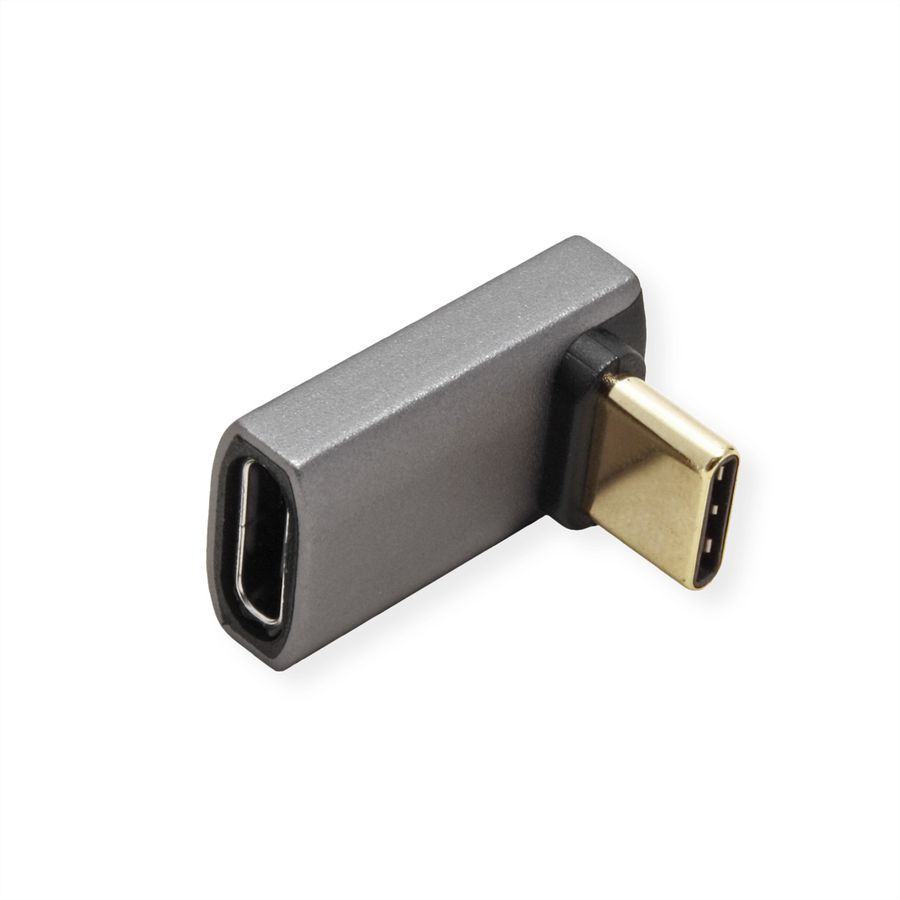 ROLINE Adapter, USB4 Gen 3x2, Aluminum, 90° wide, Type C, M/F, silver