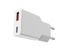 VALUE USB Wall Charger, EU Plug, 2x Ports (A+C), 20W, white