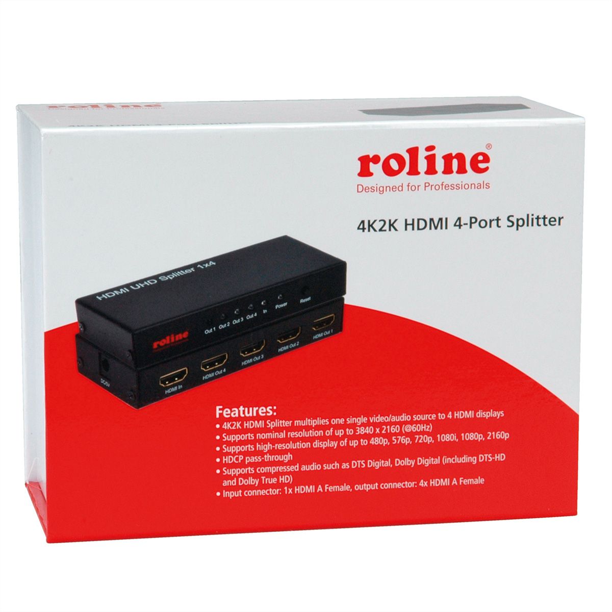 ROLINE HDMI Splitter, 4K, 4-way