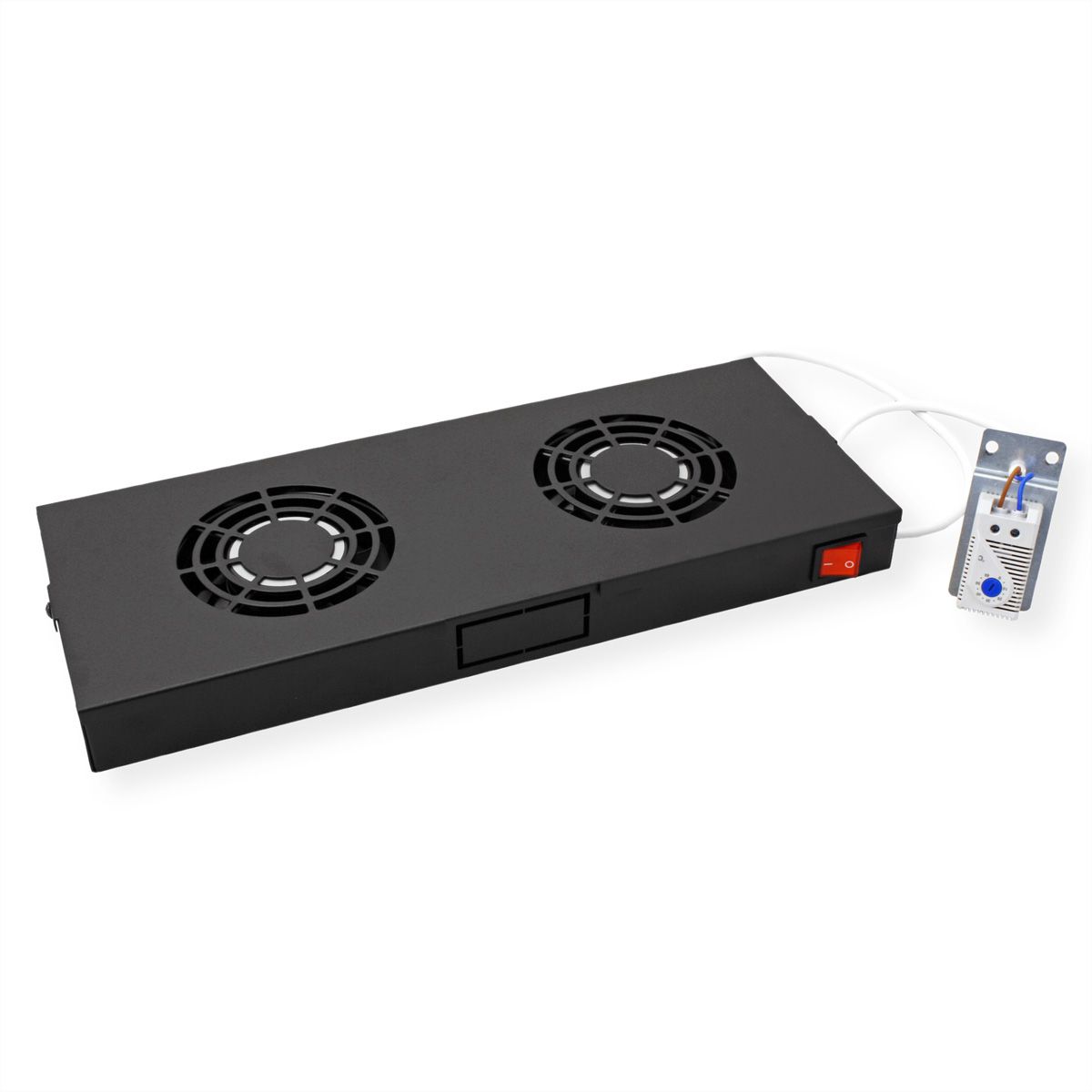 ROLINE 19-inch fan unit 2 fans, Thermostat black