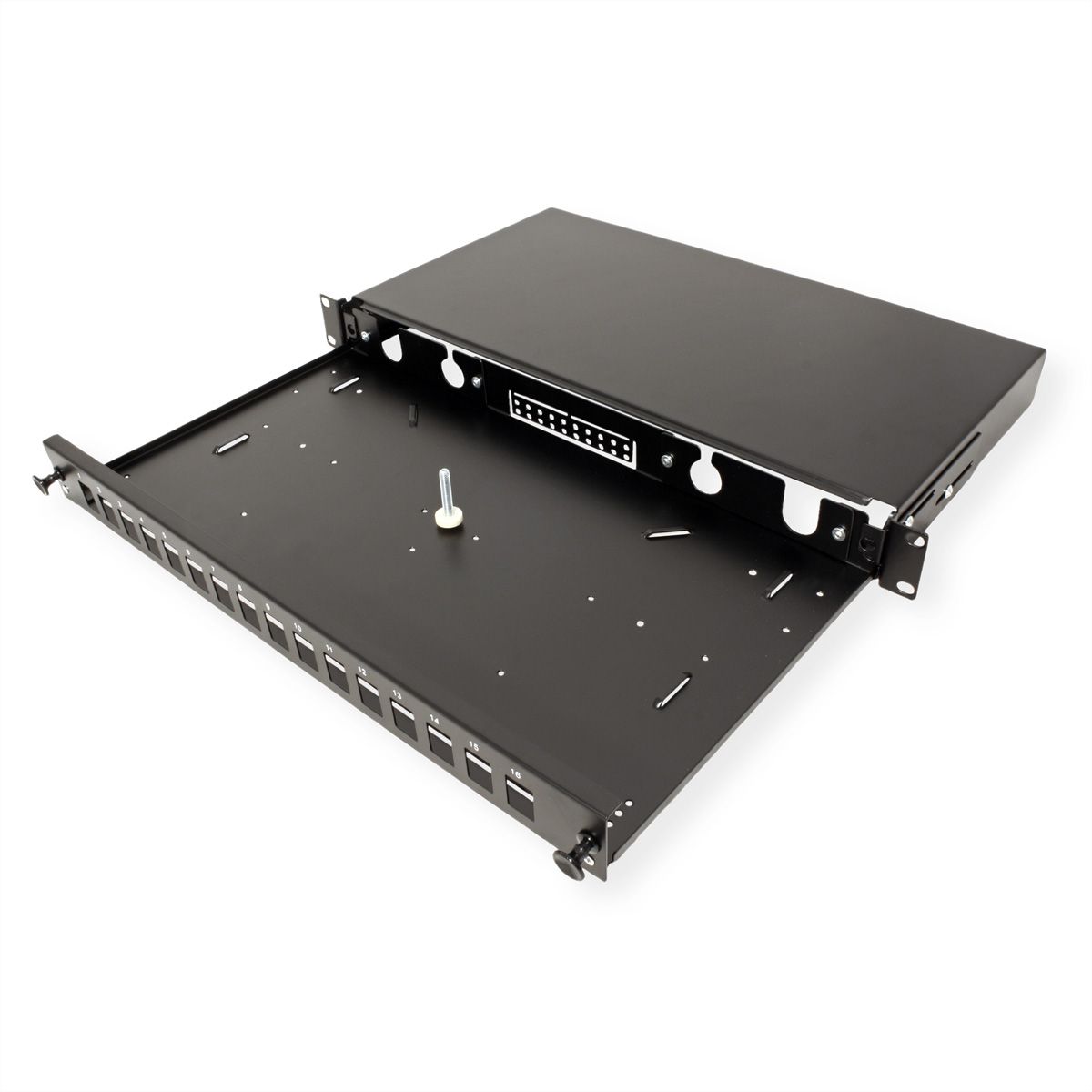 ROLINE 19" 1U Fiber Optic Patch Panel, for 16 Keystones, black