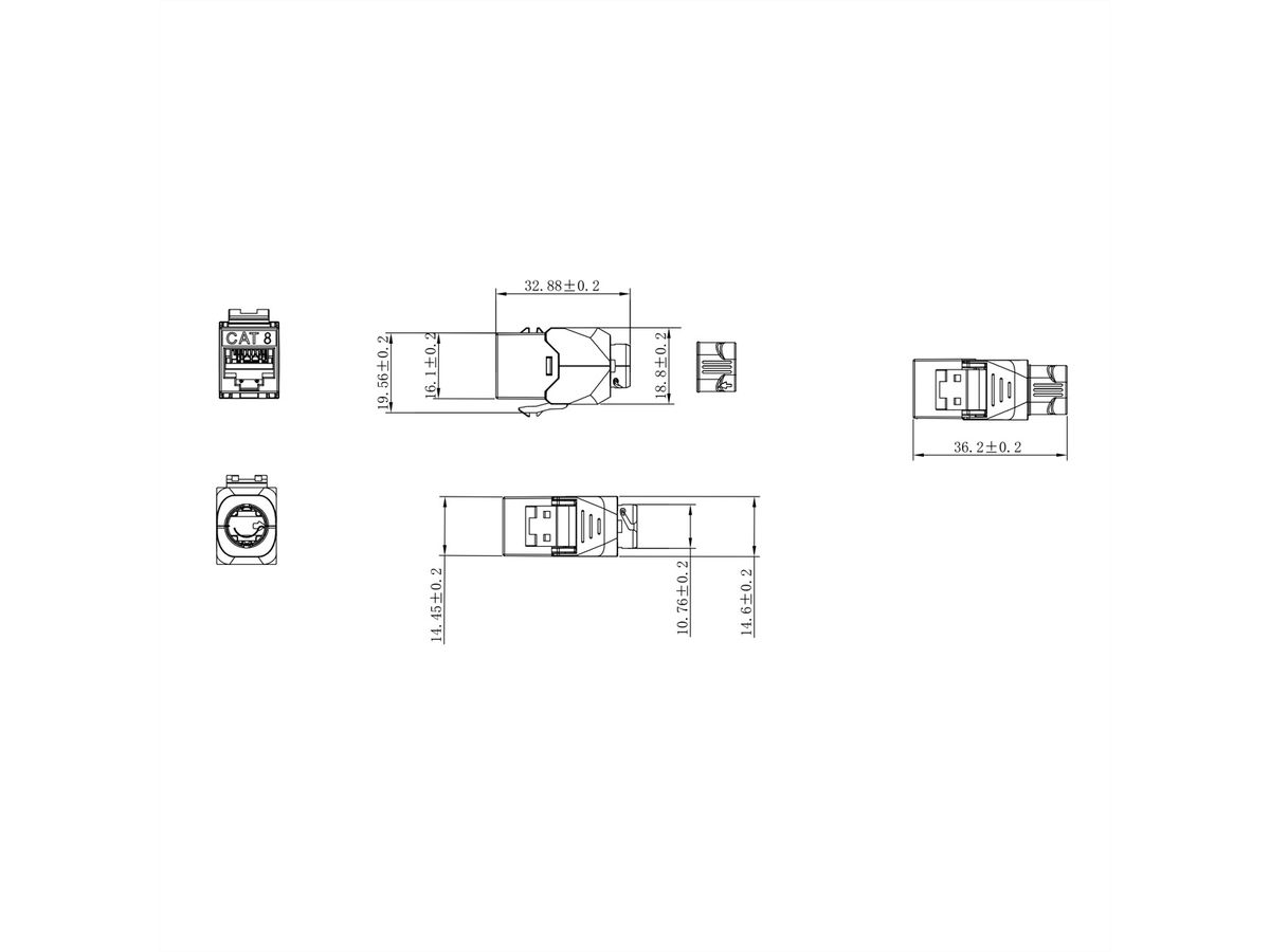 ROLINE Cat. 8.1 (Class I) Keystone, RJ-45, shielded, slim, tool-free, silver