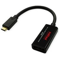ROLINE USB-C - DisplayPort AdapterCable, M/F, Bi-directional, 0.2 m