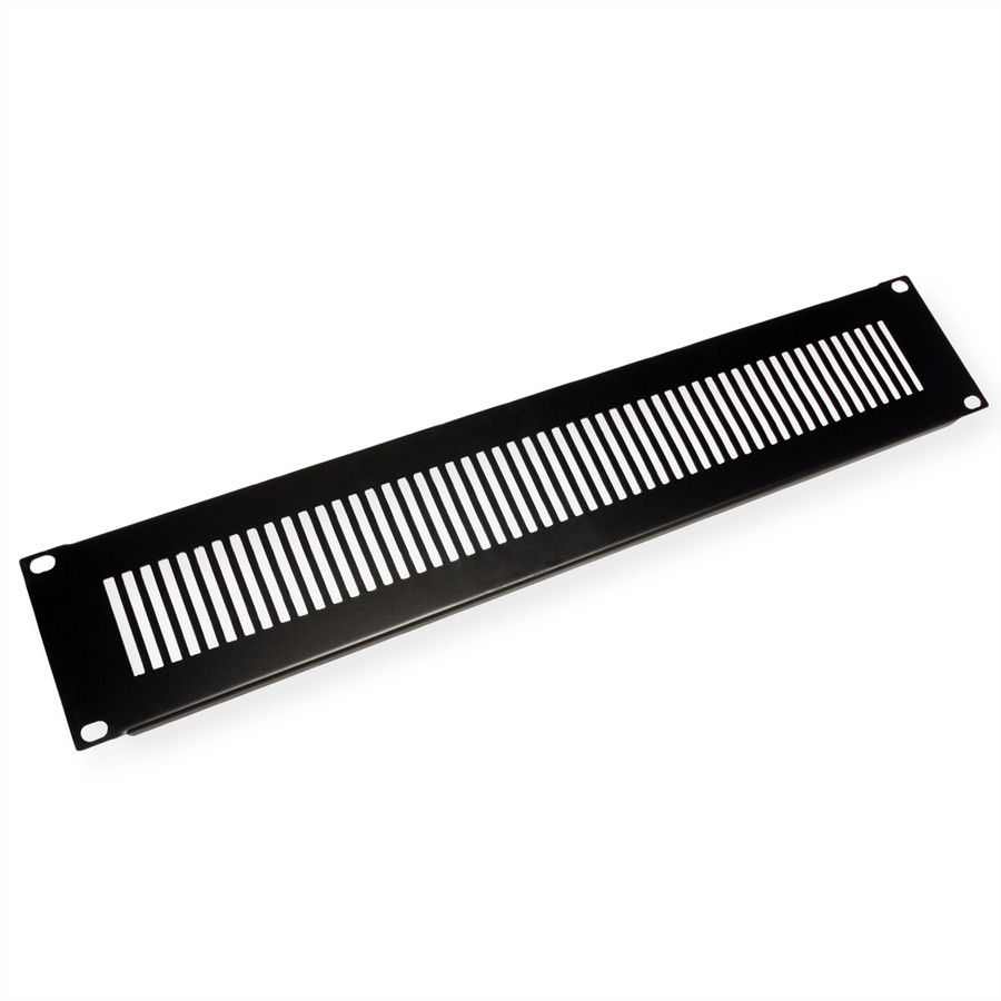 19” Rack Front Ventilation Panel, 2U, Metal, black