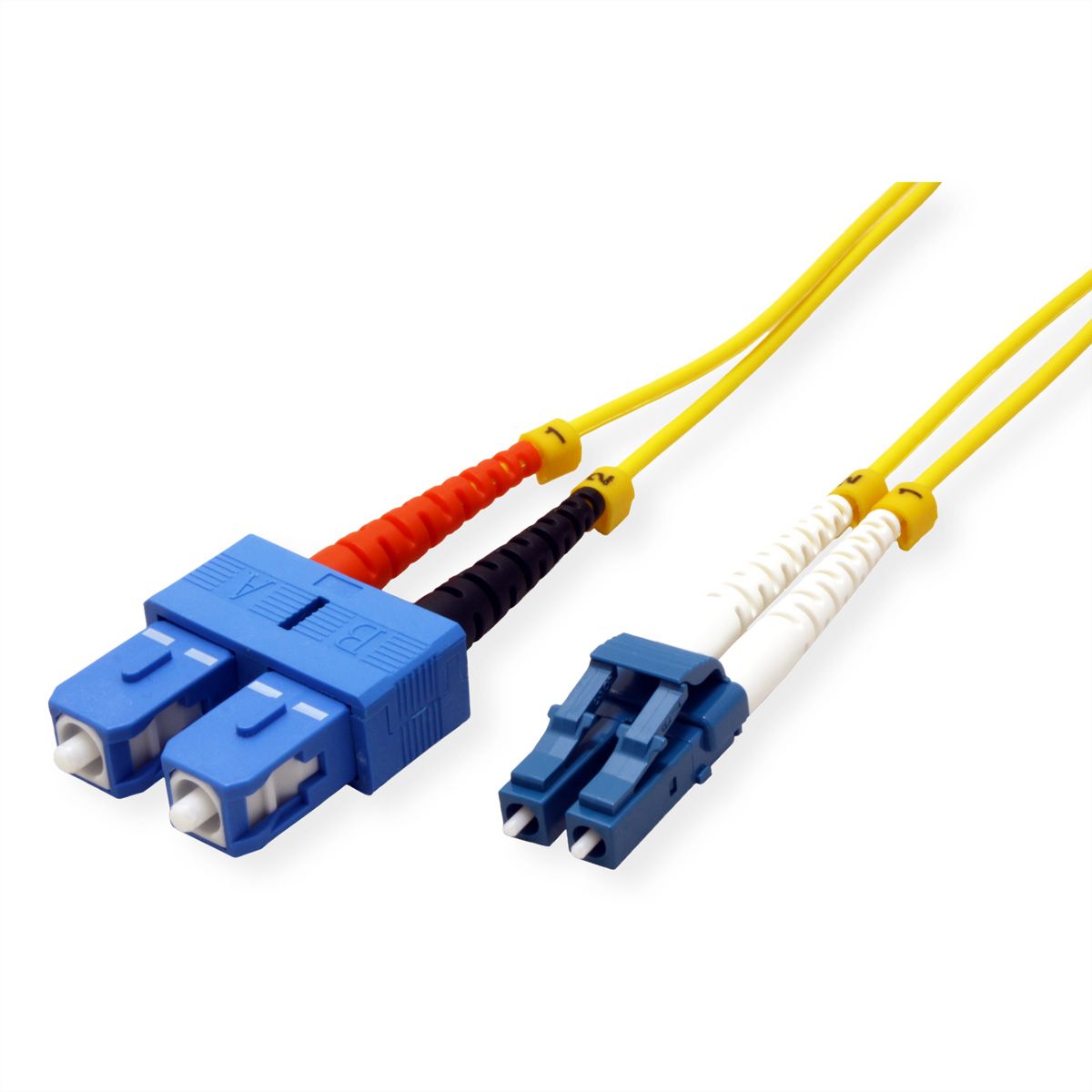 ROLINE Fibre Optic Jumper Cable duplex, 9/125µm, OS2, LC/SC, duplex, LSOH, yellow, 1 m
